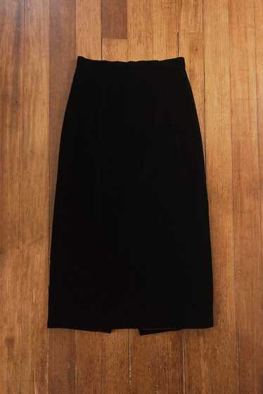 1980's BLACK VELVET MIDI SKIRT | SIZE S