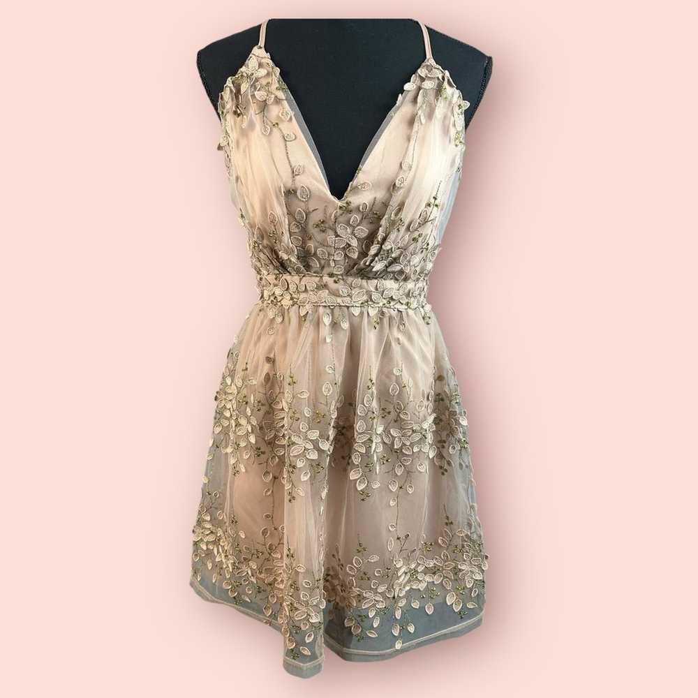 Tulle Embroidered Fairy Dress Light Pink Floral H… - image 1