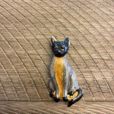 Vintage Enamel Cat Pin - image 1