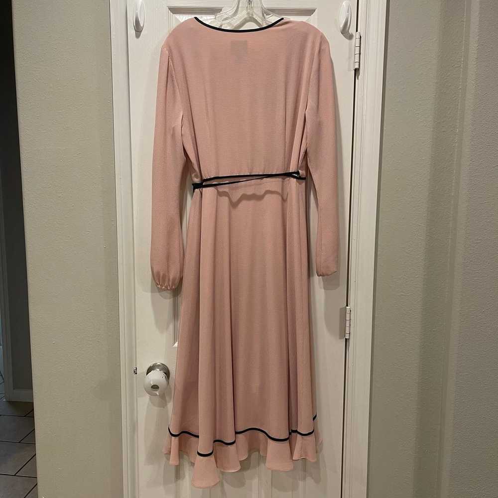 Adrianna Papell Chiffon Wrap Pink Midi Dress Sz 12 - image 4