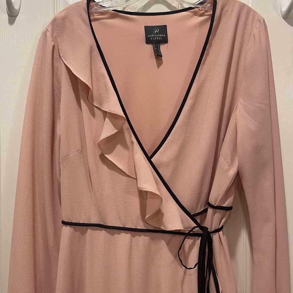 Adrianna Papell Chiffon Wrap Pink Midi Dress Sz 12 - image 5