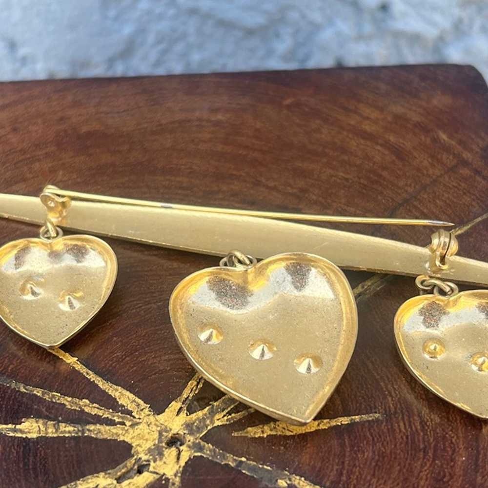 gold Heart Dangle Brooch statement jewelry - image 2