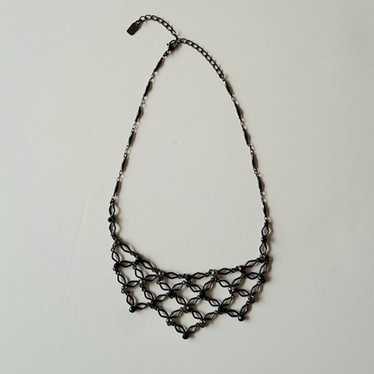 1928 Black Rhinestone Bibb Necklace - image 1