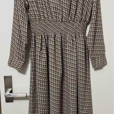 New geometric pattern long-sleeve long dress