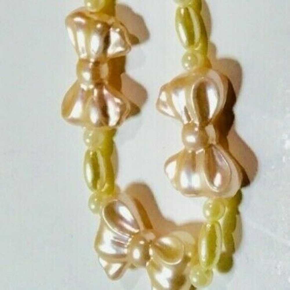 Vintage Faux Pearl 3 Ribbon Necklace - image 3