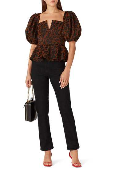 Autumn Adeigbo Cheetah Josephine Peplum Top