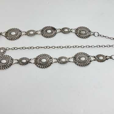 Silver Western Oval Concho Chain Belt - image 1