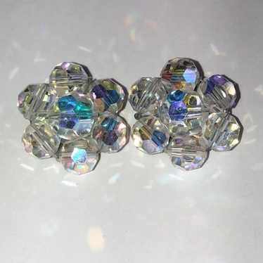 Vintage Clear Rainbow Coated Iridescent Cluster Be