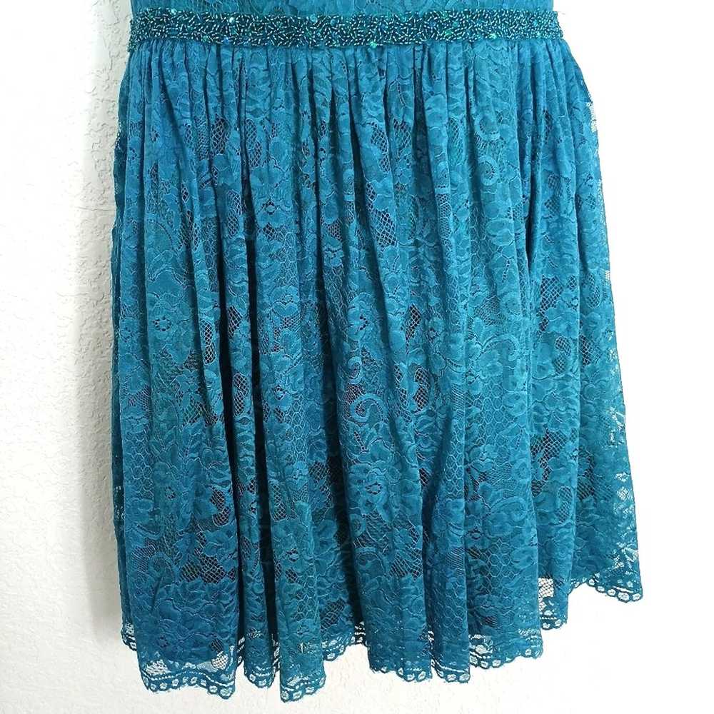 Azazie Teal A-Line Pleated Lace Dress Size A18 - image 3