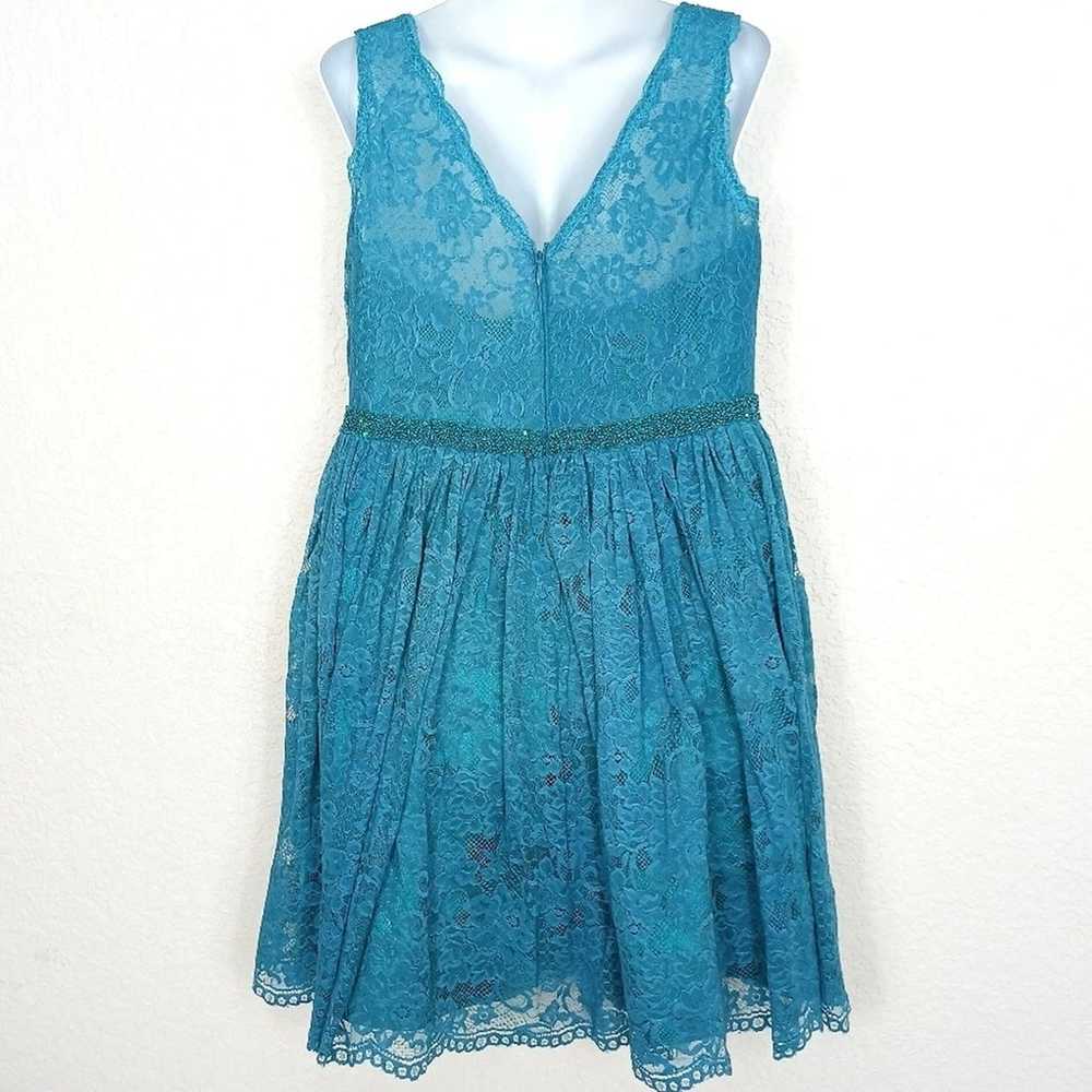 Azazie Teal A-Line Pleated Lace Dress Size A18 - image 4