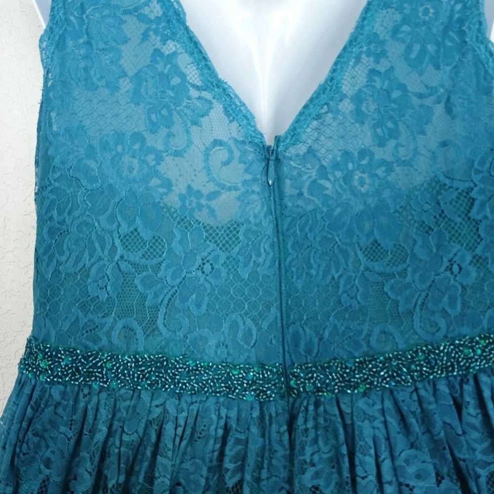 Azazie Teal A-Line Pleated Lace Dress Size A18 - image 5