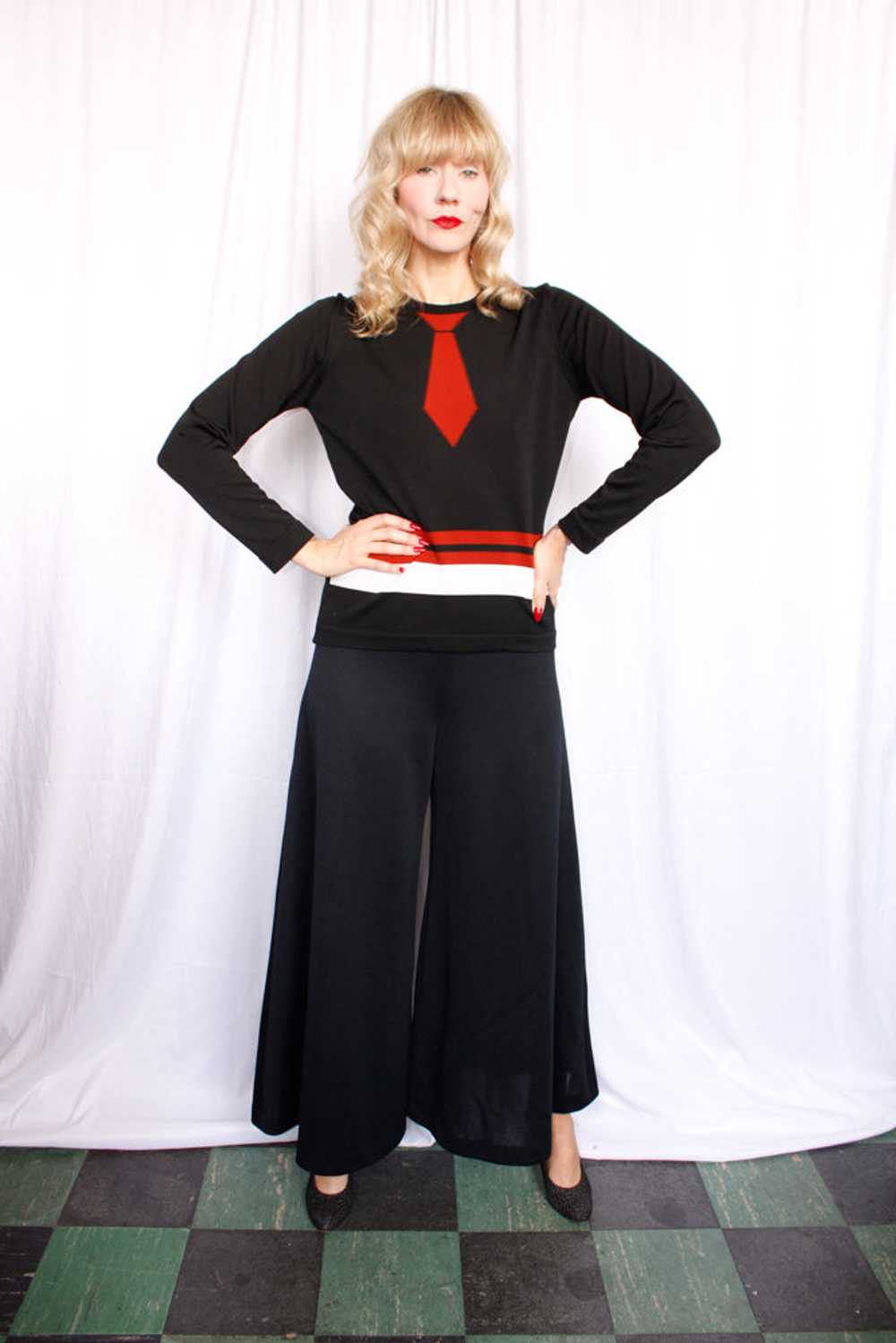 1970s Wide Leg Black Pant - Medium - image 1