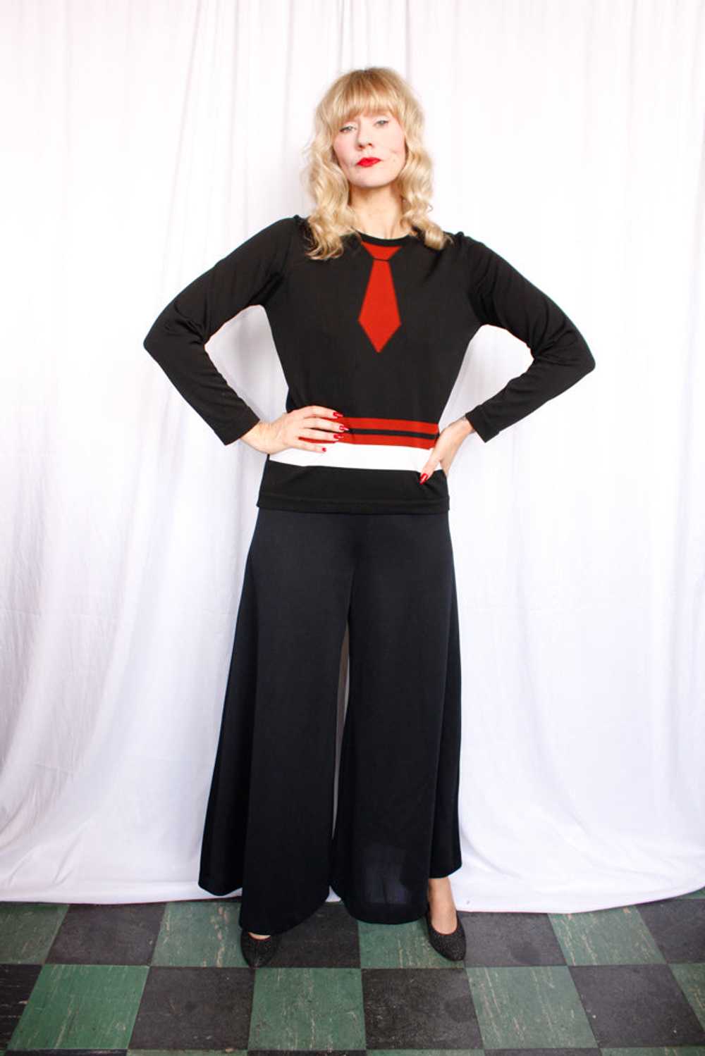 1970s Wide Leg Black Pant - Medium - image 3