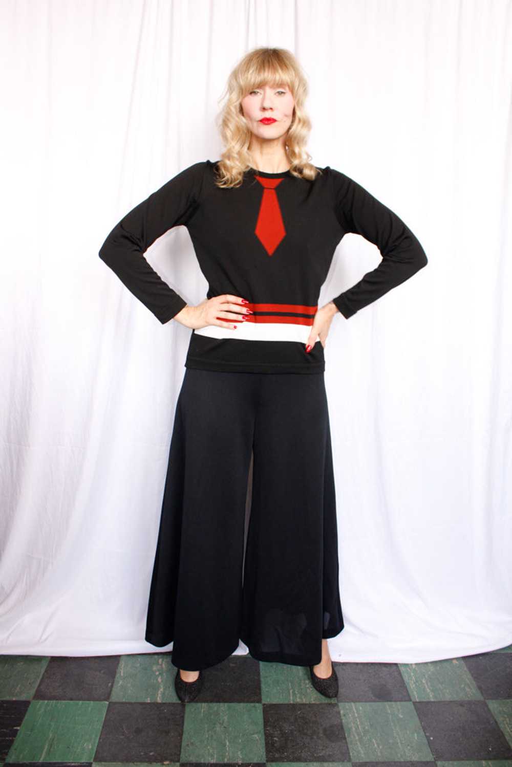 1970s Wide Leg Black Pant - Medium - image 4