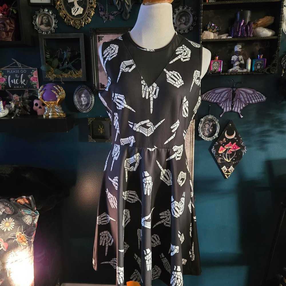 Sourpuss rude skeleton hands dress XL - image 1