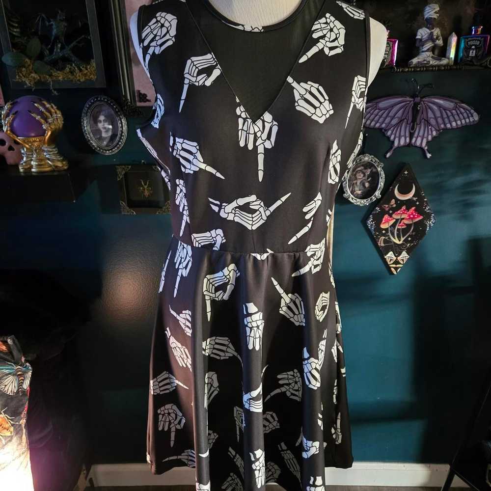 Sourpuss rude skeleton hands dress XL - image 2