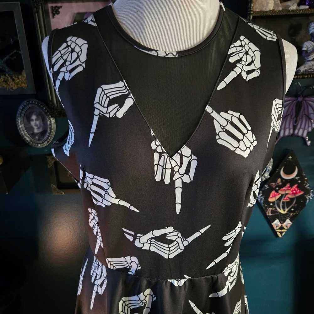 Sourpuss rude skeleton hands dress XL - image 4