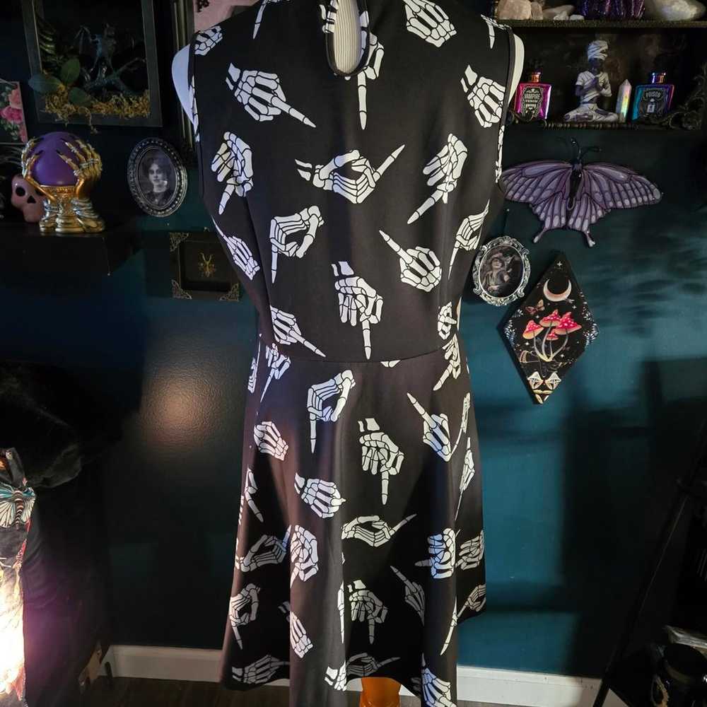 Sourpuss rude skeleton hands dress XL - image 5