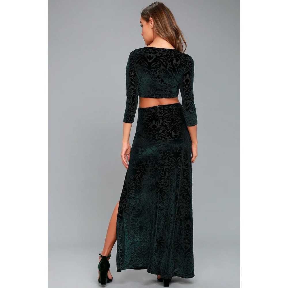 Lulus Perfect Night Forest Green Velvet Print Max… - image 12