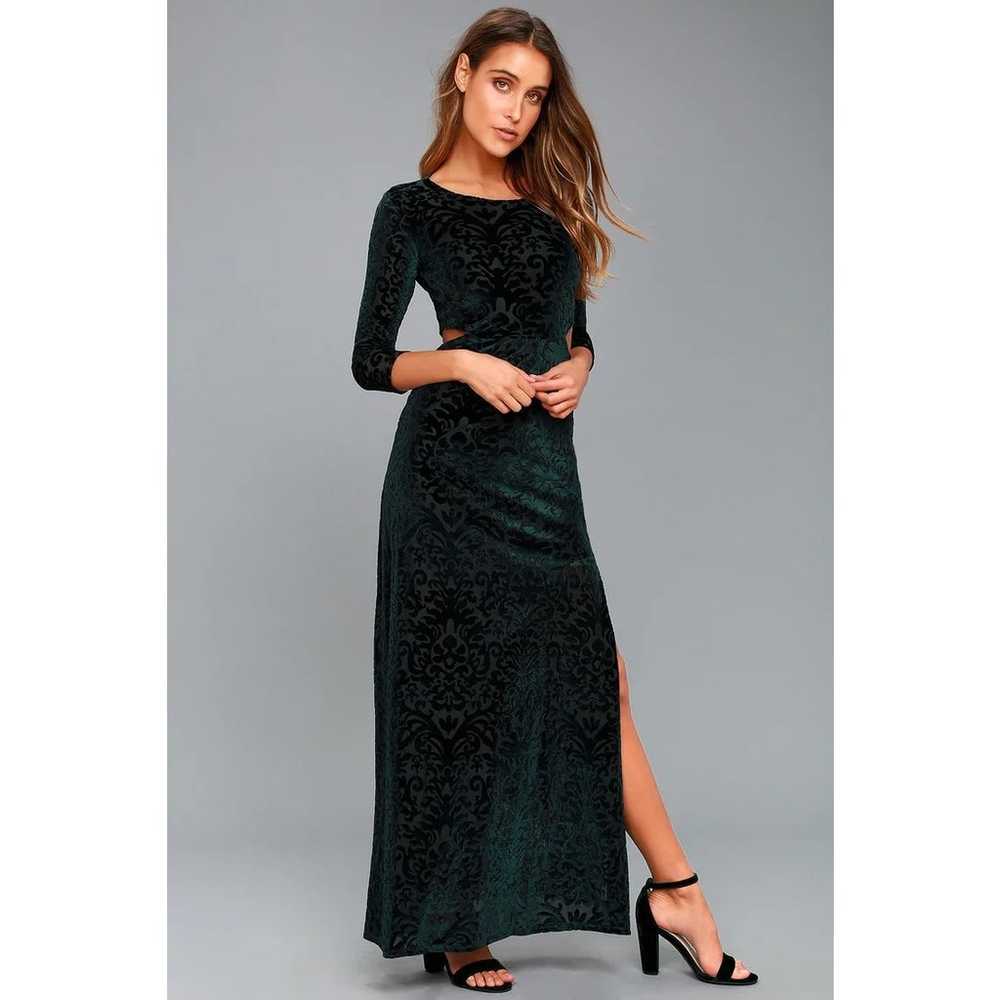 Lulus Perfect Night Forest Green Velvet Print Max… - image 2