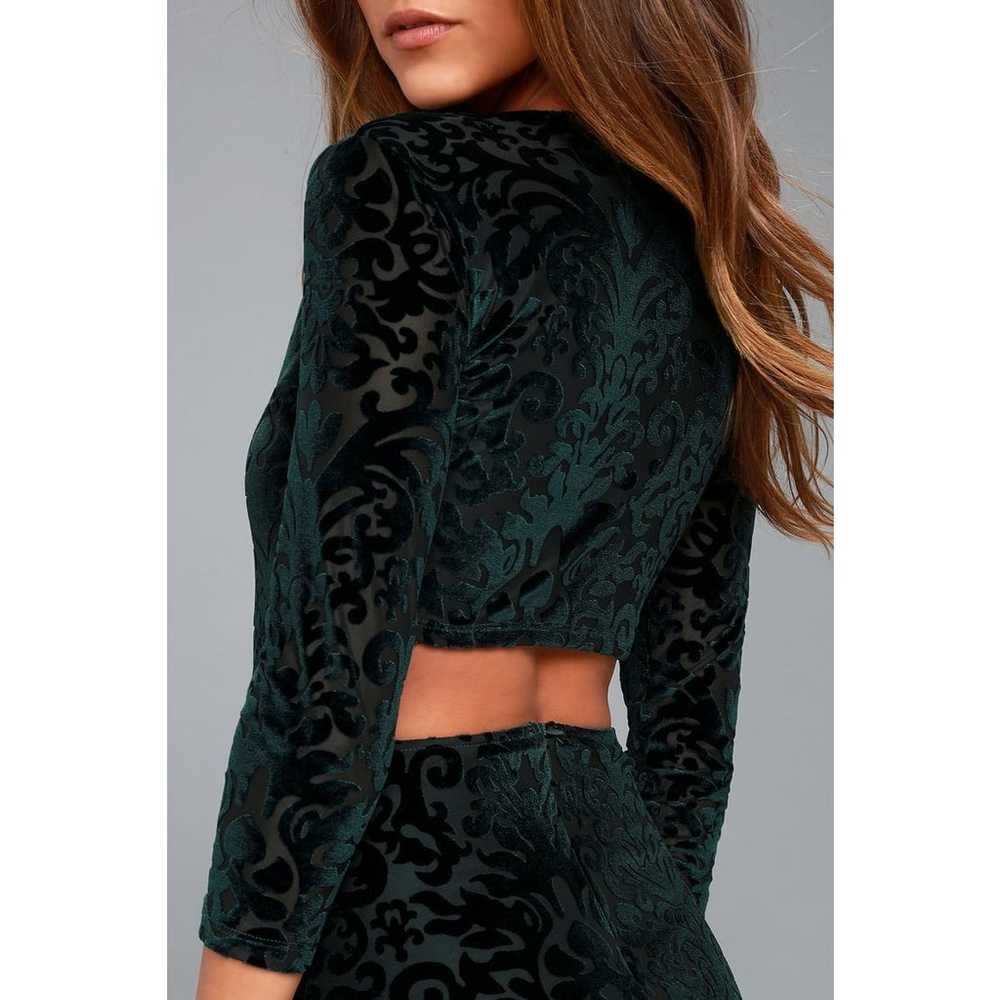 Lulus Perfect Night Forest Green Velvet Print Max… - image 7