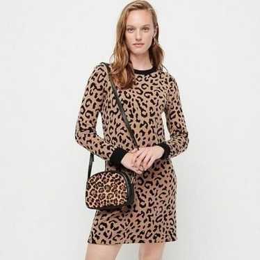 J crew Long-sleeve mini sweater-dress in leopard s