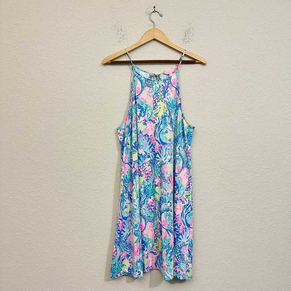 LILLY PULITZER Margot Dress Mermaid Cove Halter S… - image 1