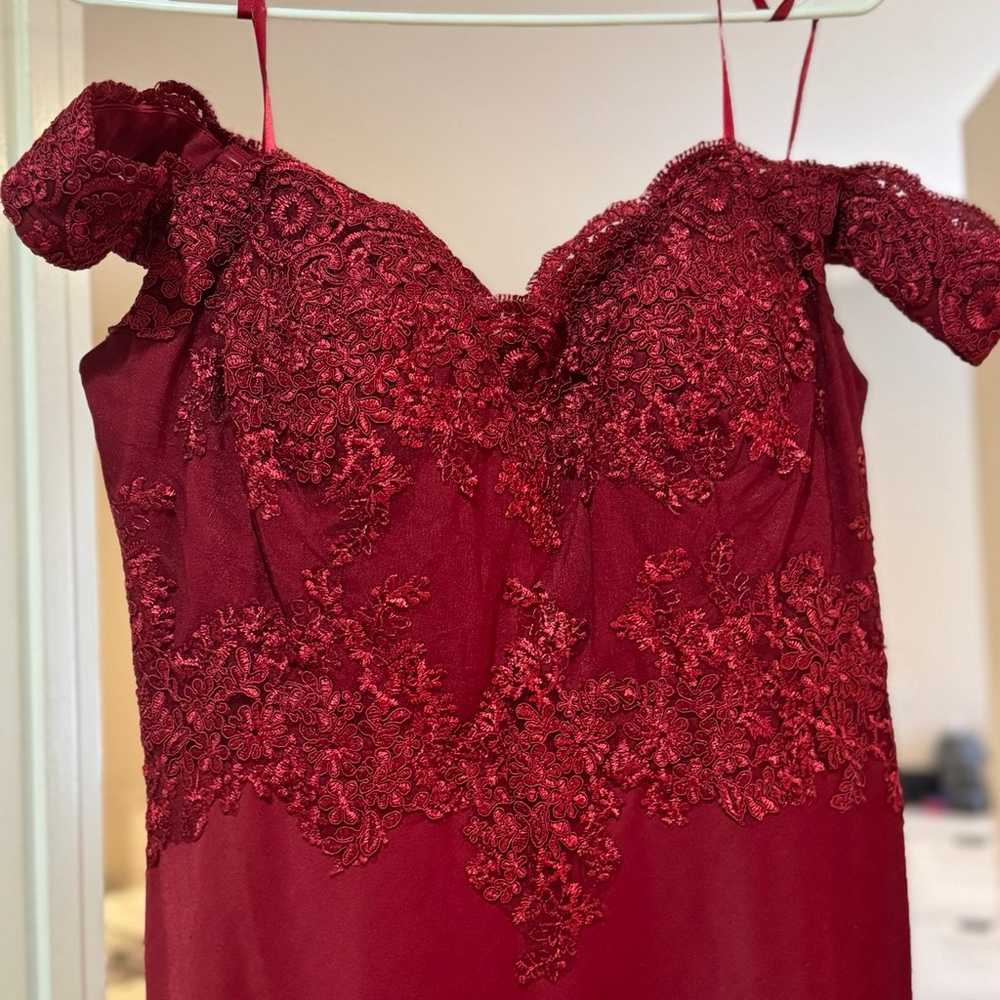 Off Shoulder Red Gown - image 1