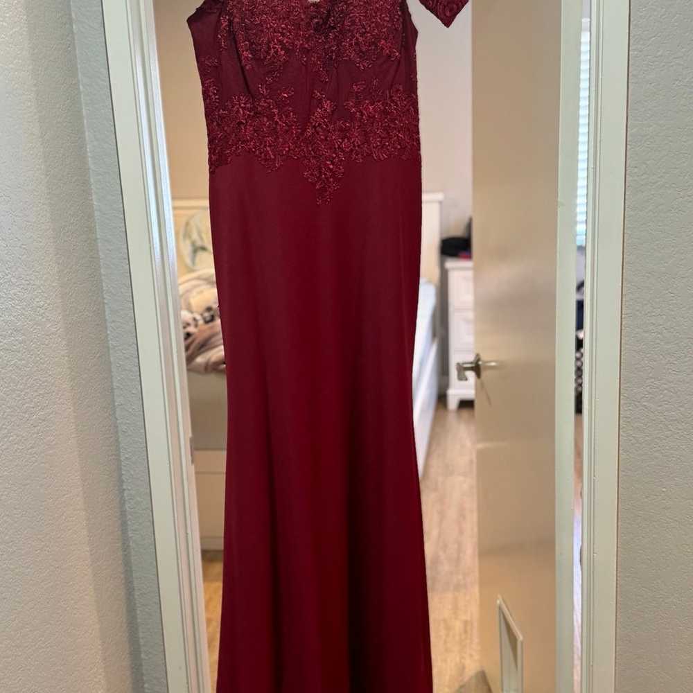 Off Shoulder Red Gown - image 3