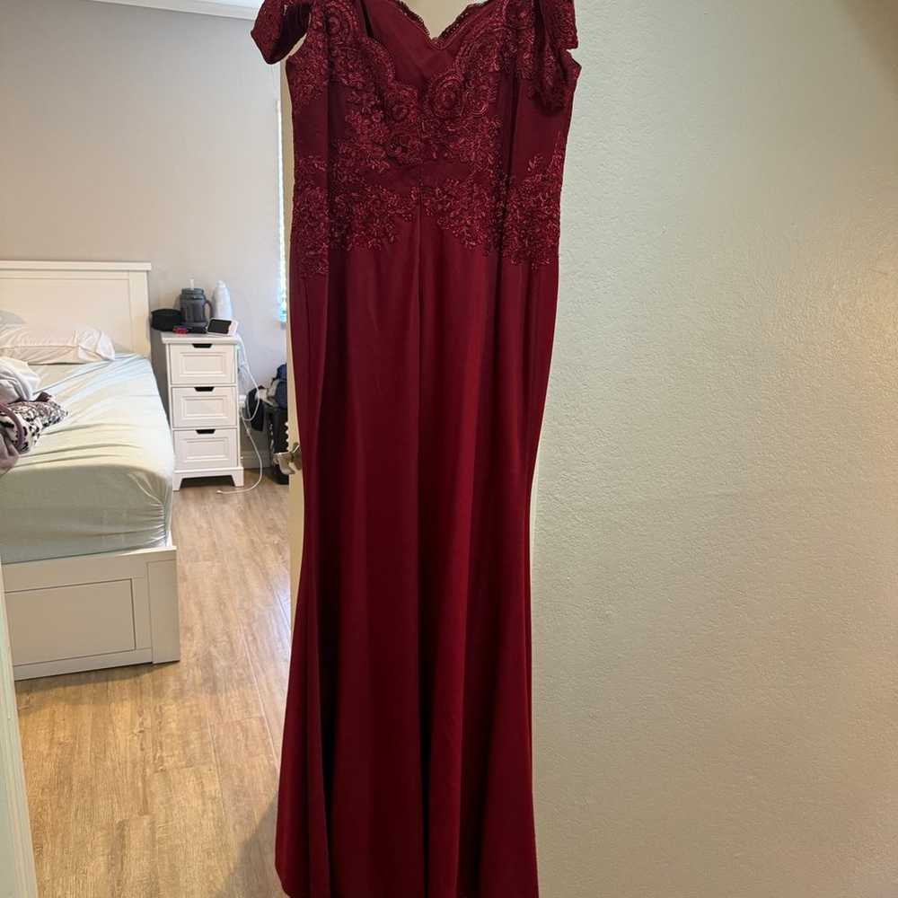 Off Shoulder Red Gown - image 4