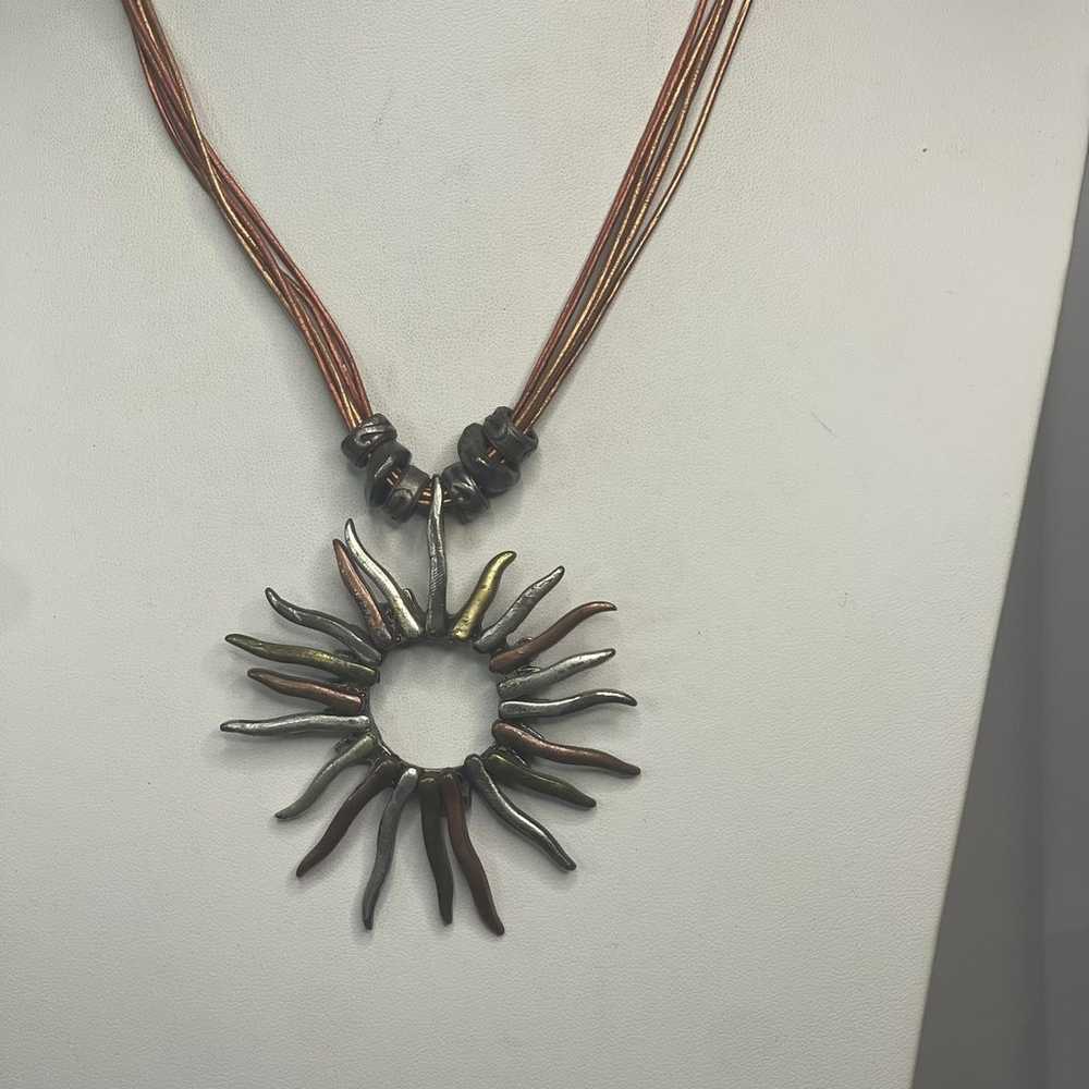 Chico's pendant necklace mixed metals sun look br… - image 3