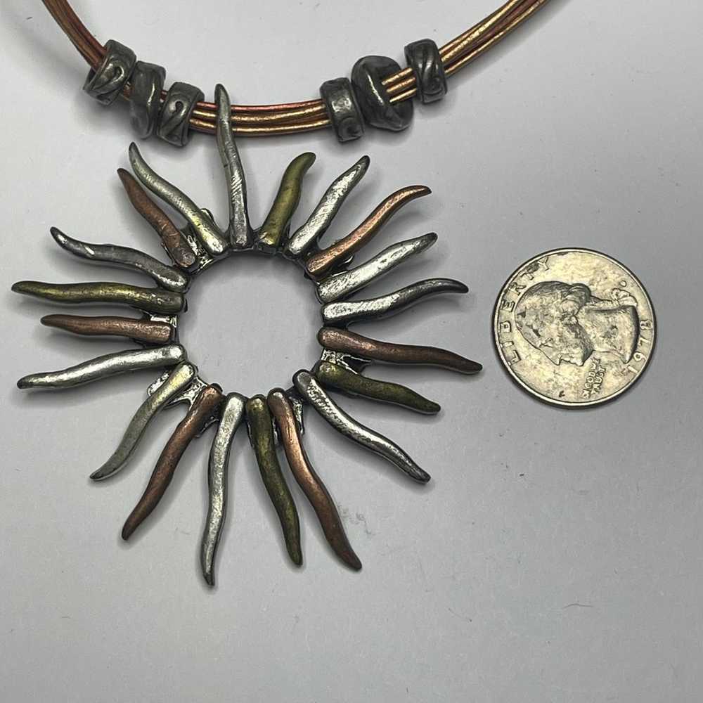 Chico's pendant necklace mixed metals sun look br… - image 6