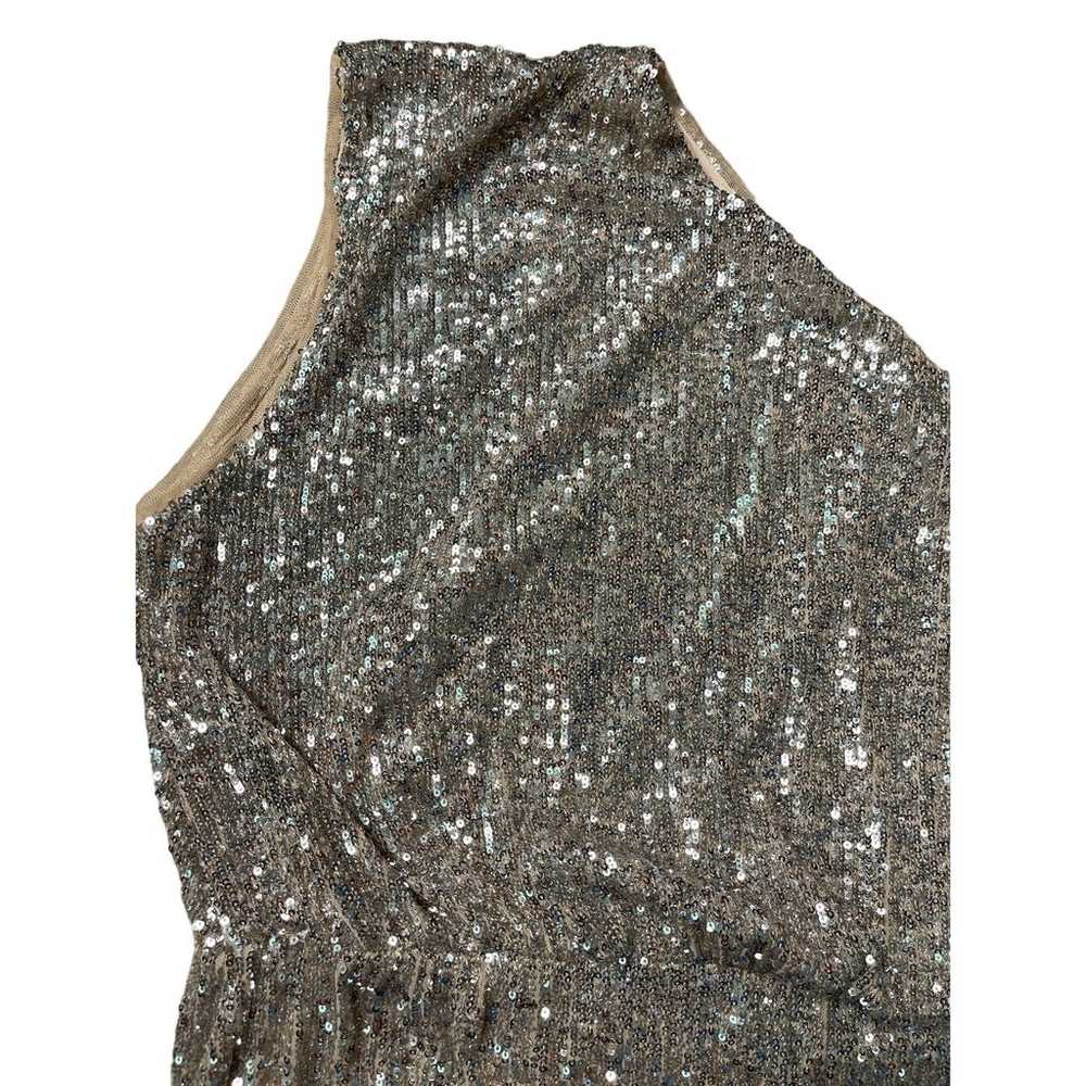 Adrianna Papell Plus One Shoulder Gold Sequin Par… - image 9