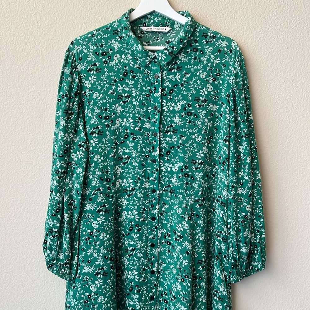 ZARA Like New Size XXL Floral Viscose Shirt Dress… - image 3