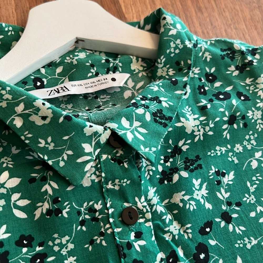 ZARA Like New Size XXL Floral Viscose Shirt Dress… - image 9