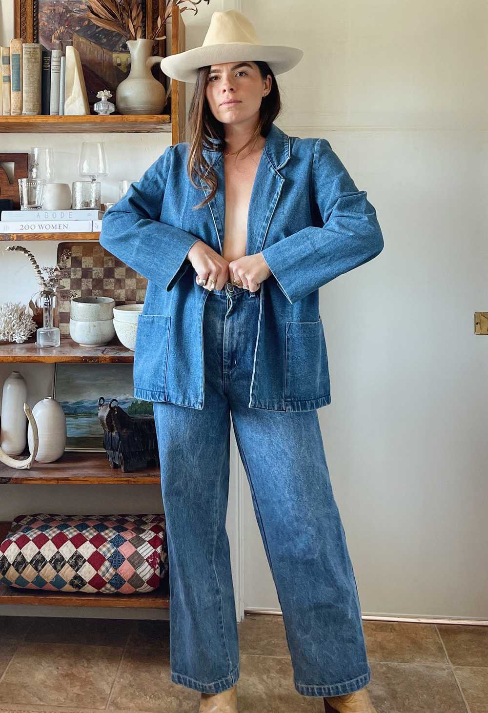 Washed Denim Blazer - image 1