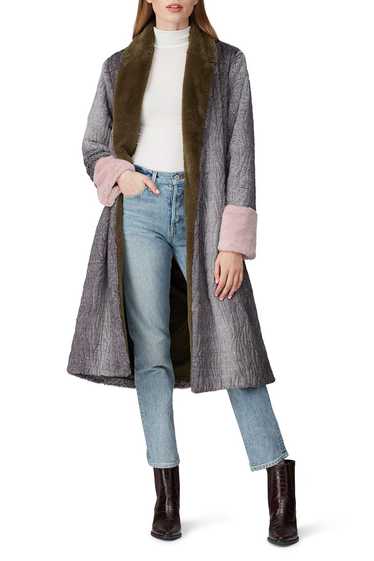 Hutch Colorblock Long Faux Fur Coat