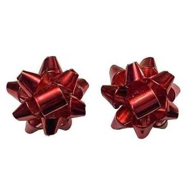 Vintage Red Christmas Present Bow Earrings for Pi… - image 1