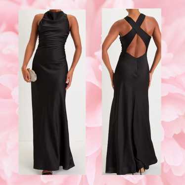 LULU'S S Effortlessly Sensational Black Satin Back