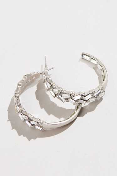 Kenneth Jay Lane Rhodium Crystal Front Hoops