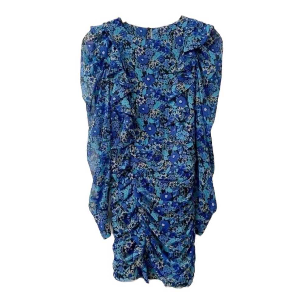 Zara Chiffon Blue Floral Mini Drape Keyhole Back … - image 3