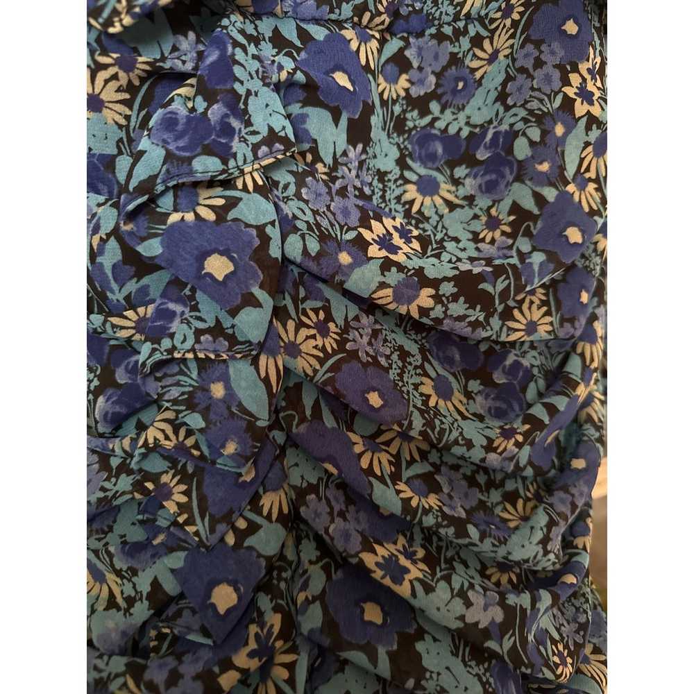 Zara Chiffon Blue Floral Mini Drape Keyhole Back … - image 7