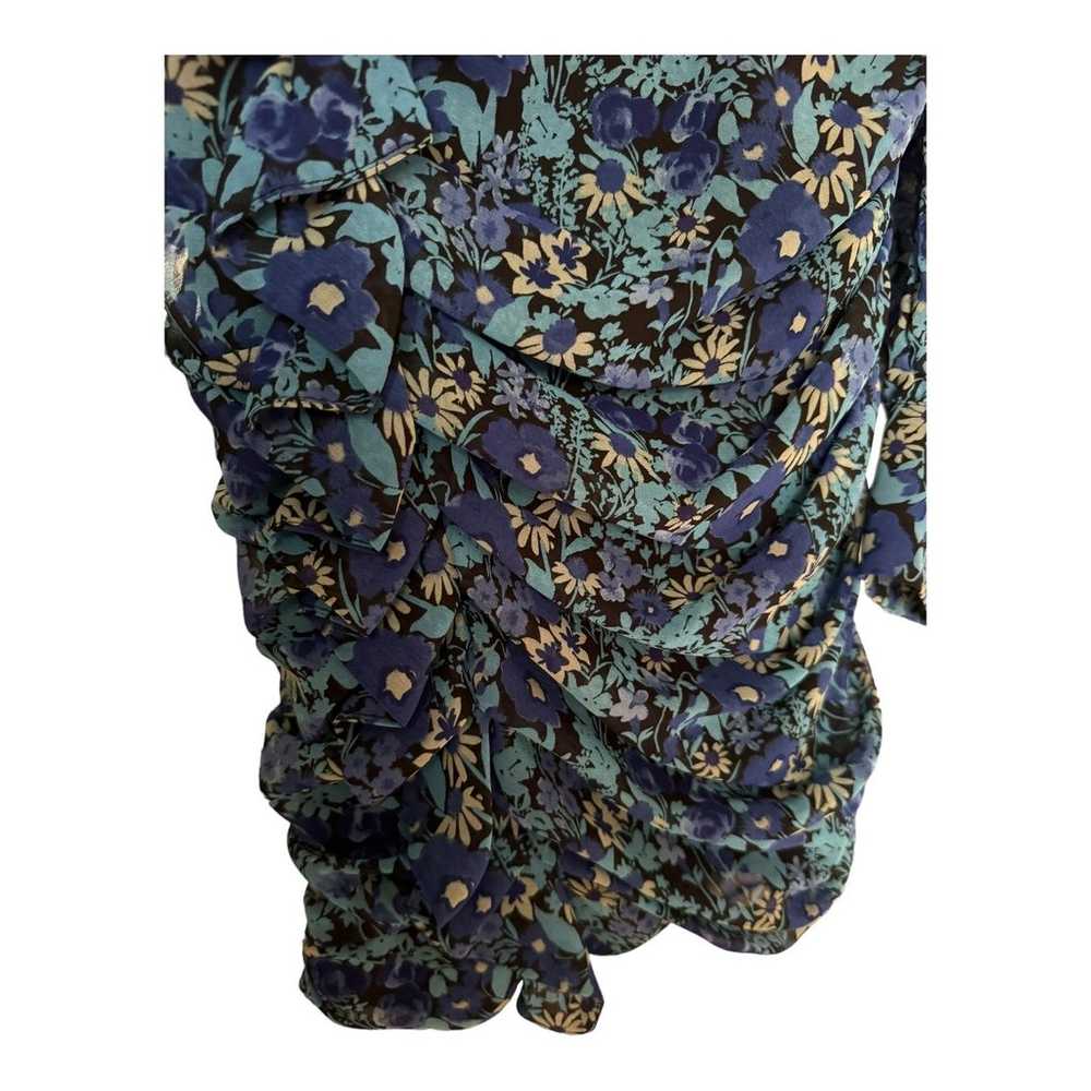 Zara Chiffon Blue Floral Mini Drape Keyhole Back … - image 9