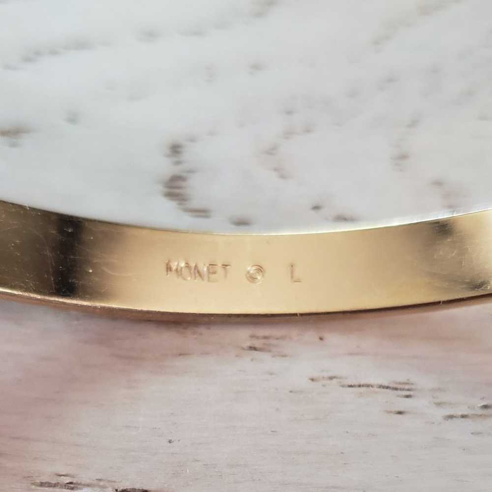 Vintage Monet L Gold Tone Textured Bangle - image 8