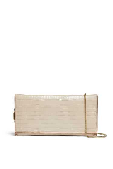 Sondra Roberts Taupe coco flap clutch