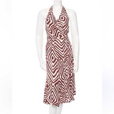 Diane Von Furstenberg midi wrap dress, maroon and 