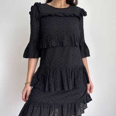 Madewell waterlily eyelet tiered black dress