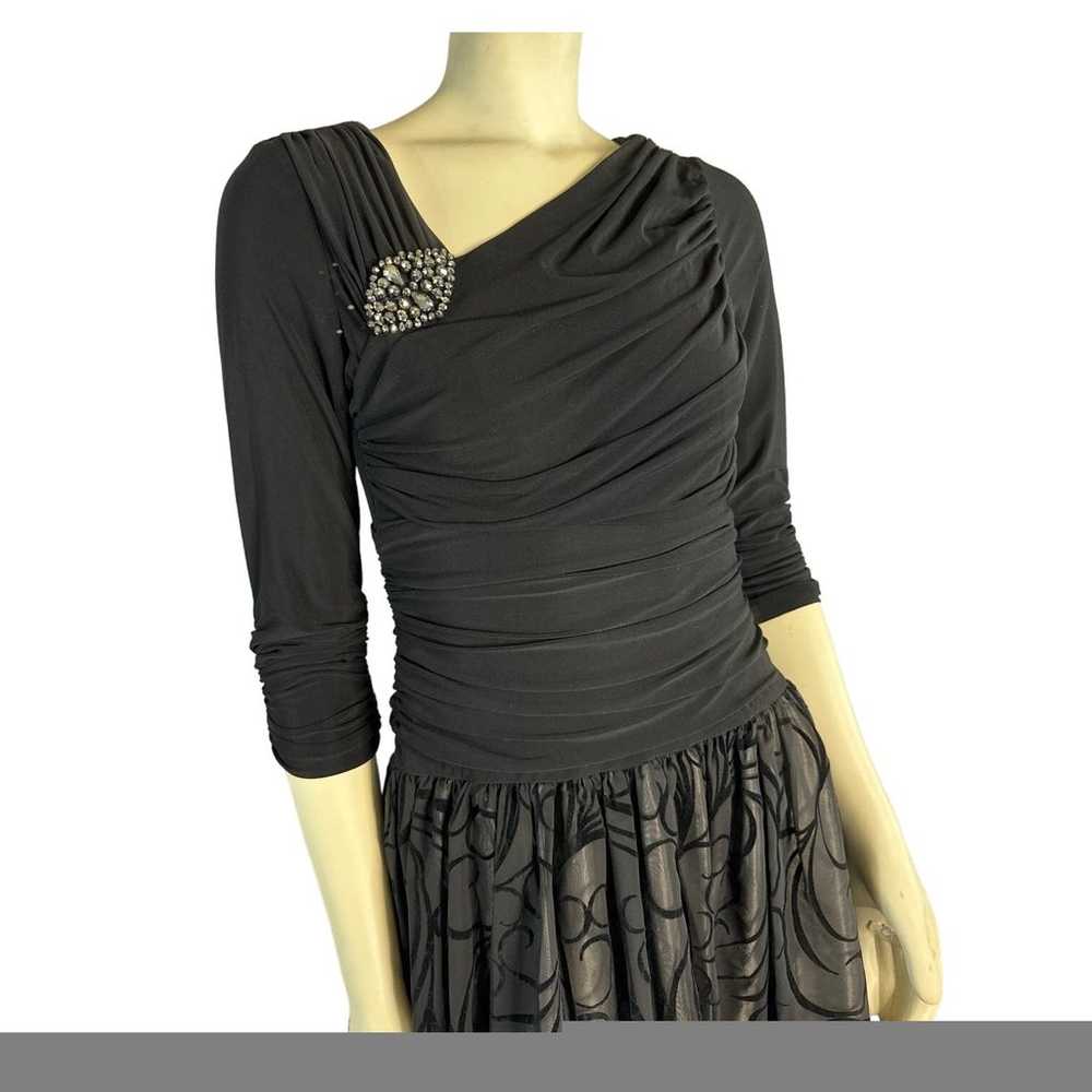 S.L. Fashions Black Ruched Embellished 3/4 Sleeve… - image 2