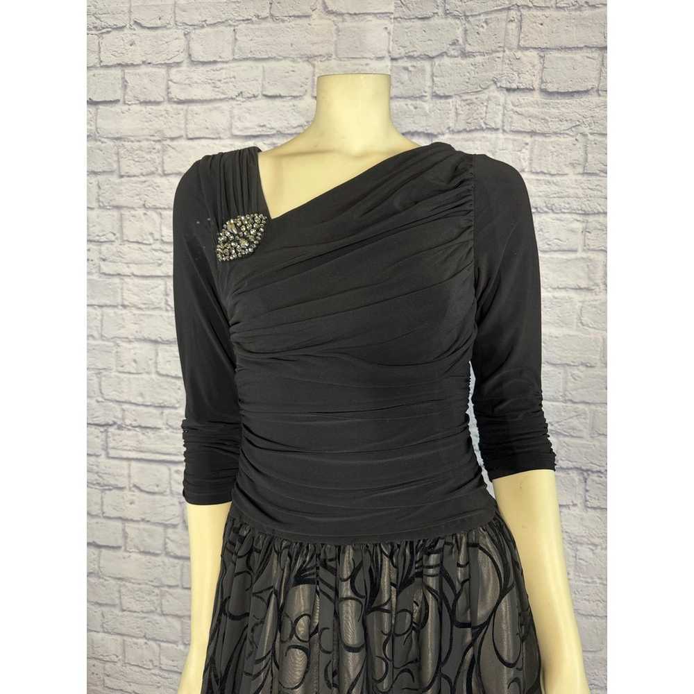 S.L. Fashions Black Ruched Embellished 3/4 Sleeve… - image 4