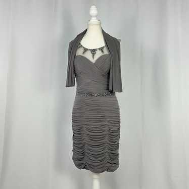 Rina Di Montella Elegant Gray Beaded Ruched Mini … - image 1